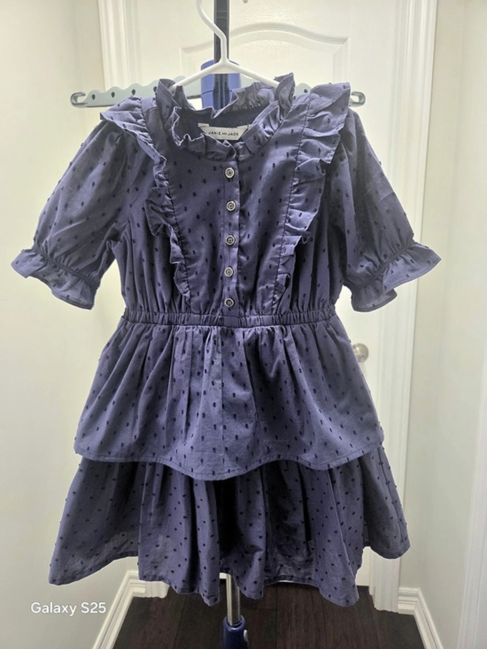 Janie and Jack Dot Tiered Ruffle Dress Girls' Purple Polka Dot